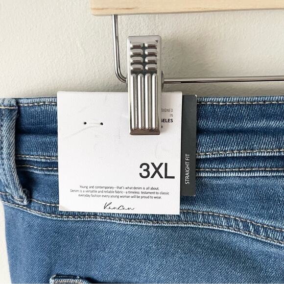 Kancan Klover Mid Rise Slim Straight Jeans Women’s size 3XL Button Fly Blue - Picture 6 of 11